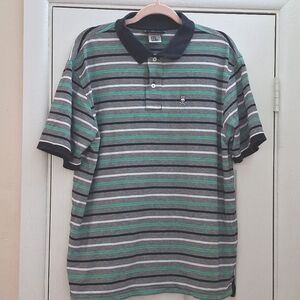 #16 Psycho Bunny Striped Polo Shirt Green Blue White Size 7
